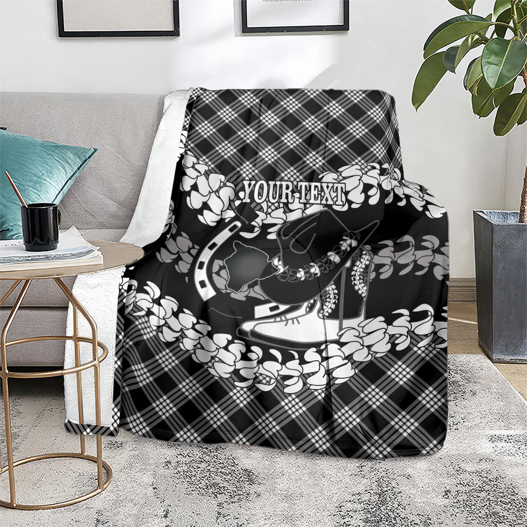 Eleele Hawaii Cowboy Palaka Motifs Personalised Blanket Paniolo Festival Puakenikeni Lei