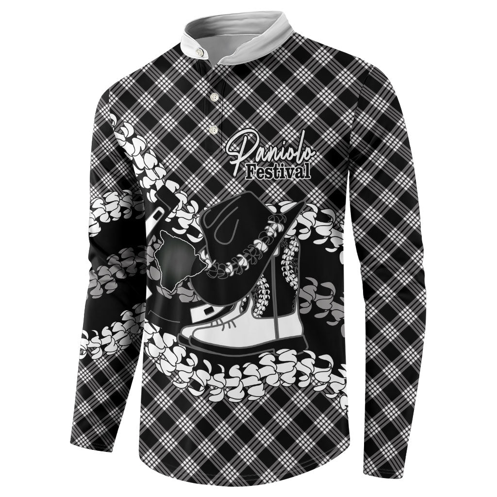 Eleele Hawaii Cowboy Palaka Motifs Personalised Button Sweatshirt Paniolo Festival Puakenikeni Lei