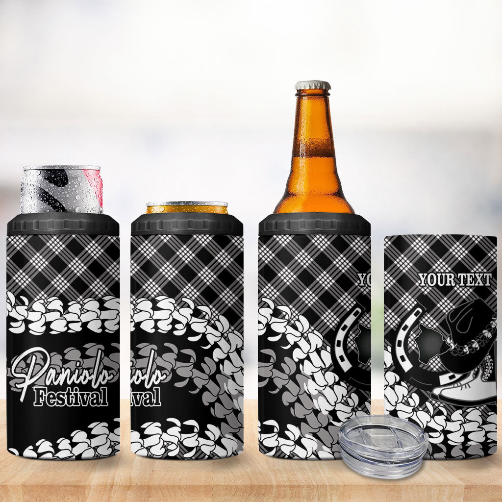 Eleele Hawaii Cowboy Palaka Motifs Personalised 4 in 1 Can Cooler Tumbler Paniolo Festival Puakenikeni Lei