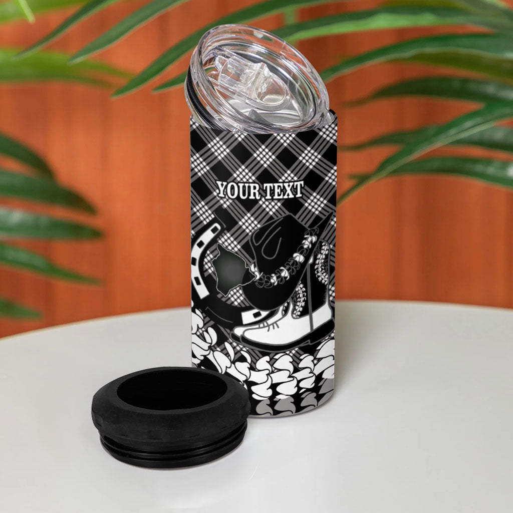 Eleele Hawaii Cowboy Palaka Motifs Personalised 4 in 1 Can Cooler Tumbler Paniolo Festival Puakenikeni Lei