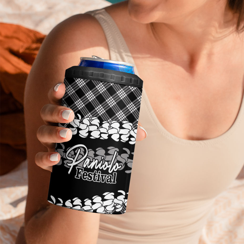Eleele Hawaii Cowboy Palaka Motifs Personalised 4 in 1 Can Cooler Tumbler Paniolo Festival Puakenikeni Lei