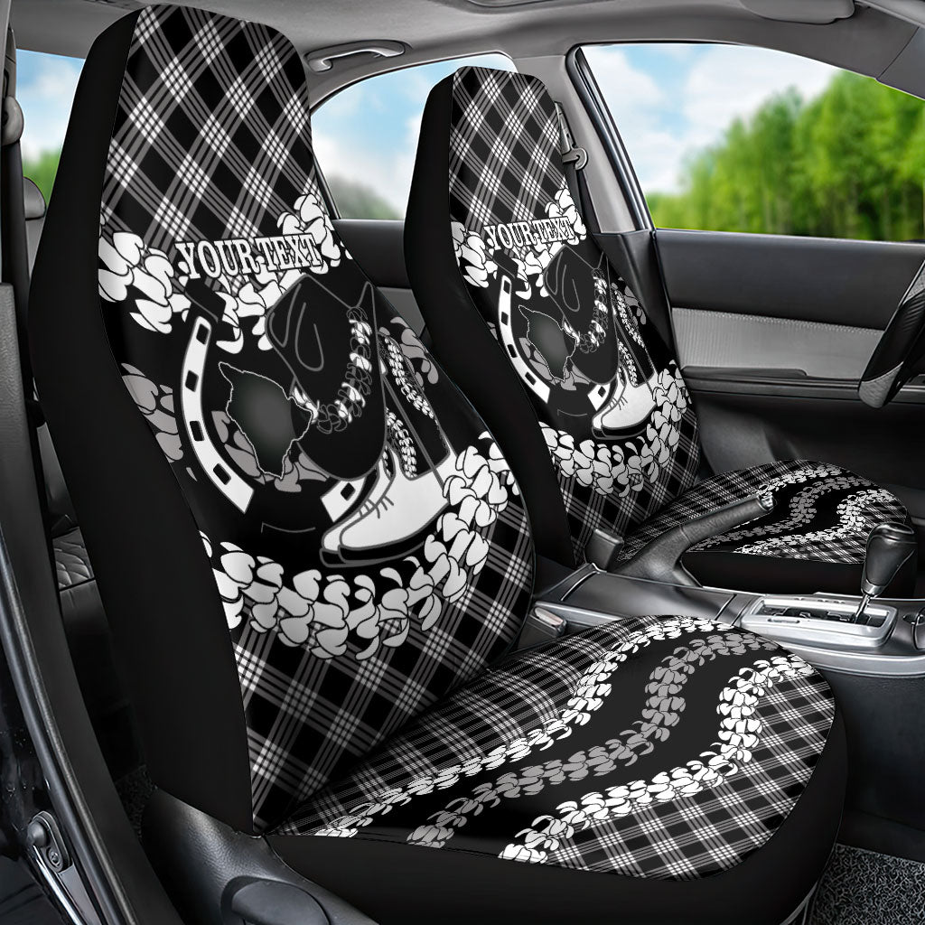 Eleele Hawaii Cowboy Palaka Motifs Personalised Car Seat Cover Paniolo Festival Puakenikeni Lei