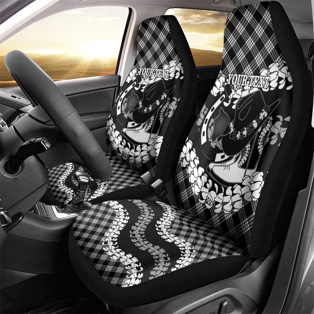 Eleele Hawaii Cowboy Palaka Motifs Personalised Car Seat Cover Paniolo Festival Puakenikeni Lei
