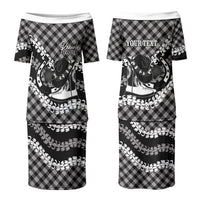 Eleele Hawaii Cowboy Palaka Motifs Personalised Couples Matching Puletasi and Hawaiian Shirt Paniolo Festival Puakenikeni Lei