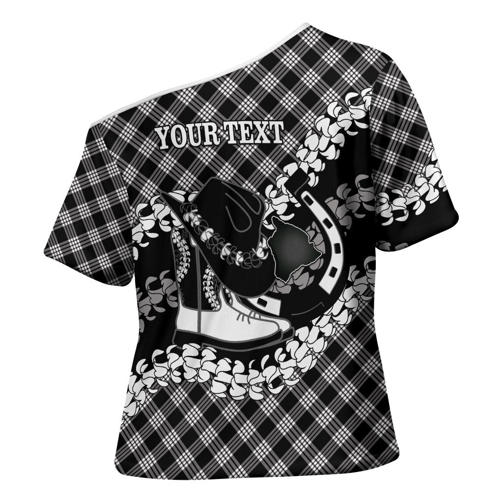 Eleele Hawaii Cowboy Palaka Motifs Personalised Cross Shoulder Shirt Paniolo Festival Puakenikeni Lei LT14 - Polynesian Pride