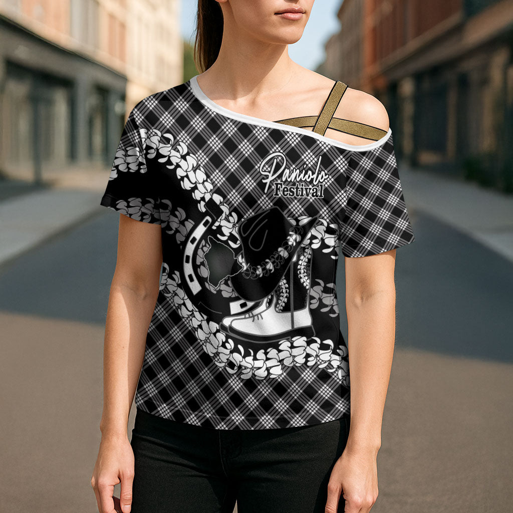 Eleele Hawaii Cowboy Palaka Motifs Personalised Cross Shoulder Shirt Paniolo Festival Puakenikeni Lei LT14 - Polynesian Pride