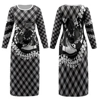 Eleele Hawaii Cowboy Palaka Motifs Personalised Family Matching Long Sleeve Bodycon Dress and Hawaiian Shirt Paniolo Festival Puakenikeni Lei