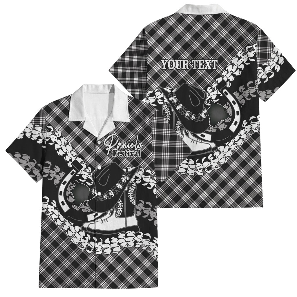 Eleele Hawaii Cowboy Palaka Motifs Personalised Family Matching Off Shoulder Short Dress and Hawaiian Shirt Paniolo Festival Puakenikeni Lei