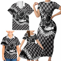 Eleele Hawaii Cowboy Palaka Motifs Personalised Family Matching Short Sleeve Bodycon Dress and Hawaiian Shirt Paniolo Festival Puakenikeni Lei