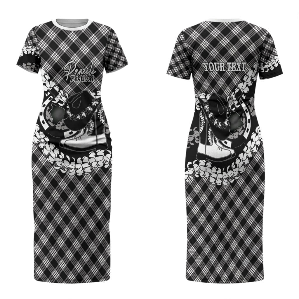 Eleele Hawaii Cowboy Palaka Motifs Personalised Family Matching Short Sleeve Bodycon Dress and Hawaiian Shirt Paniolo Festival Puakenikeni Lei