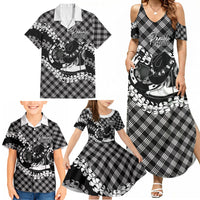 Eleele Hawaii Cowboy Palaka Motifs Personalised Family Matching Summer Maxi Dress and Hawaiian Shirt Paniolo Festival Puakenikeni Lei