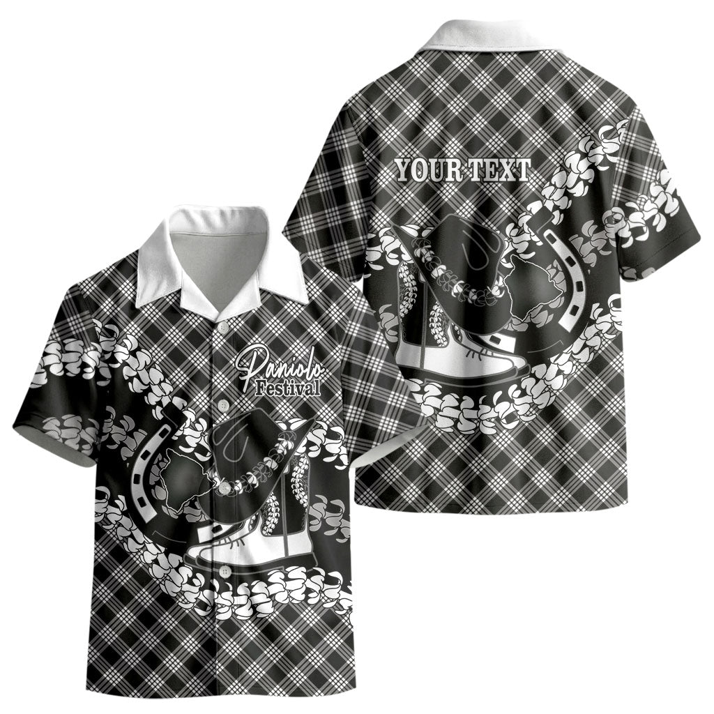 Eleele Hawaii Cowboy Palaka Motifs Personalised Kid Hawaiian Shirt Paniolo Festival Puakenikeni Lei