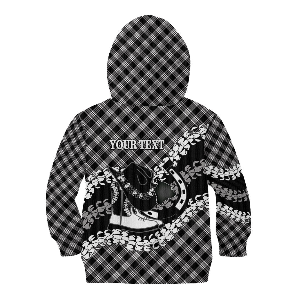 Eleele Hawaii Cowboy Palaka Motifs Personalised Kid Hoodie Paniolo Festival Puakenikeni Lei
