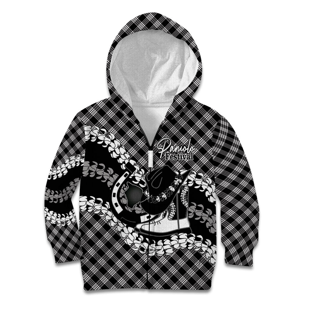 Eleele Hawaii Cowboy Palaka Motifs Personalised Kid Hoodie Paniolo Festival Puakenikeni Lei