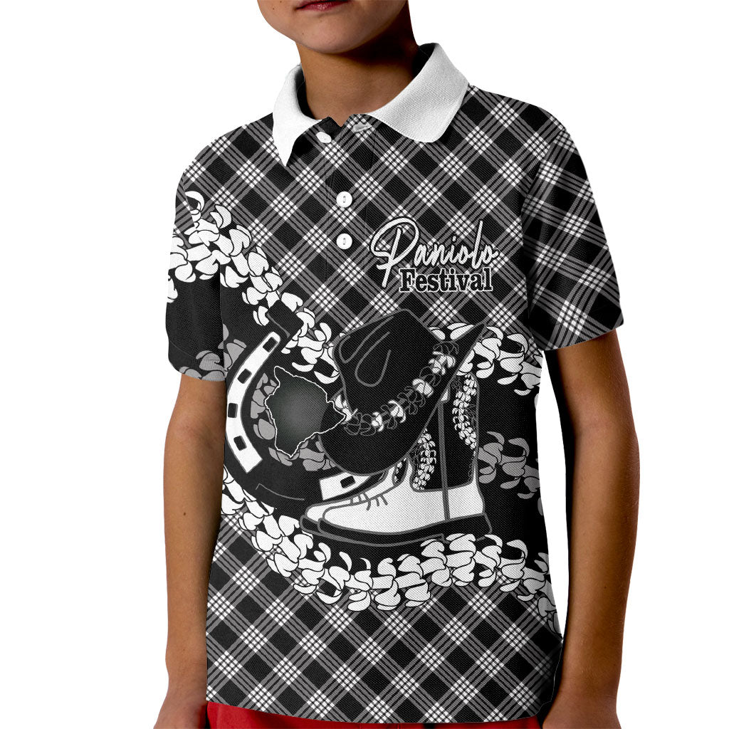 Eleele Hawaii Cowboy Palaka Motifs Personalised Kid Polo Shirt Paniolo Festival Puakenikeni Lei
