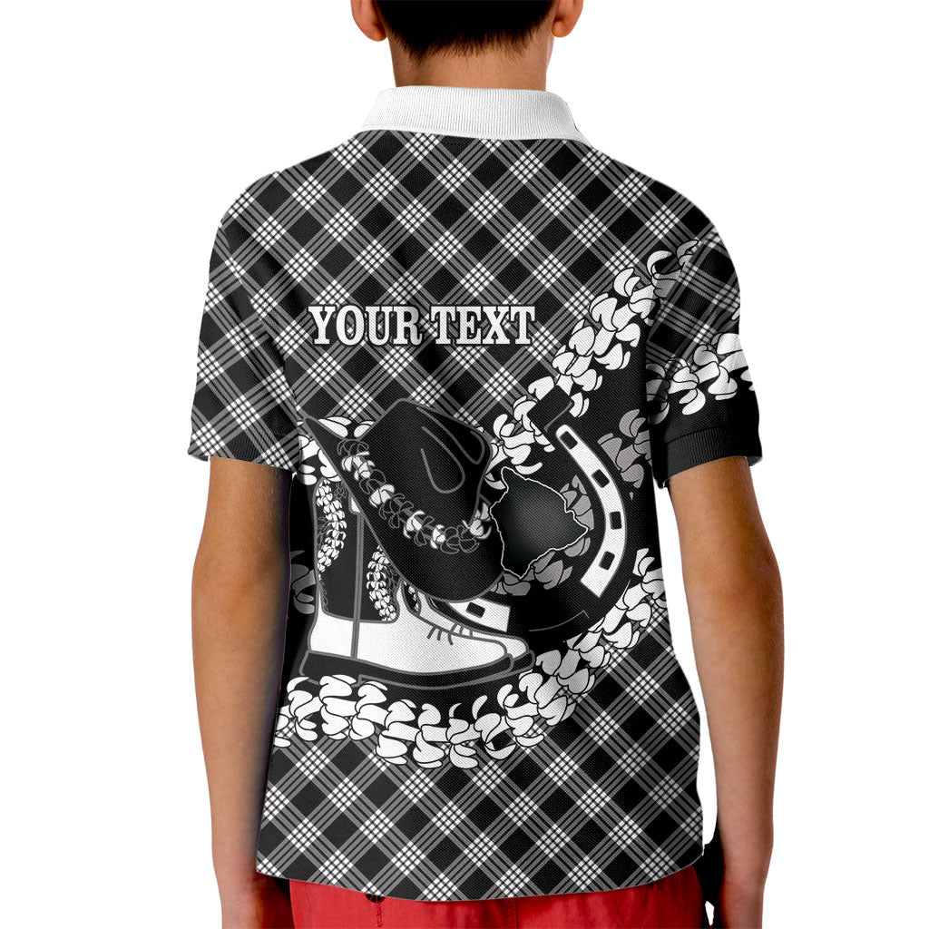 Eleele Hawaii Cowboy Palaka Motifs Personalised Kid Polo Shirt Paniolo Festival Puakenikeni Lei LT14 - Polynesian Pride