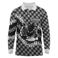 Eleele Hawaii Cowboy Palaka Motifs Personalised Long Sleeve Polo Shirt Paniolo Festival Puakenikeni Lei