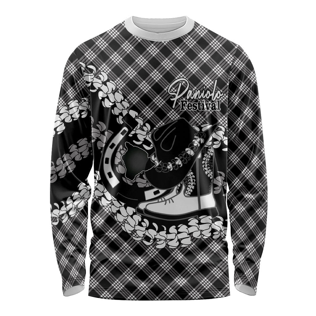 Eleele Hawaii Cowboy Palaka Motifs Personalised Long Sleeve Shirt Paniolo Festival Puakenikeni Lei