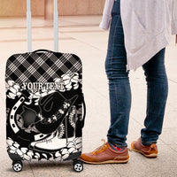 Eleele Hawaii Cowboy Palaka Motifs Personalised Luggage Cover Paniolo Festival Puakenikeni Lei