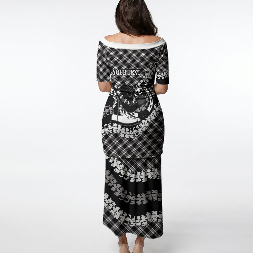 Eleele Hawaii Cowboy Palaka Motifs Personalised Puletasi Paniolo Festival Puakenikeni Lei