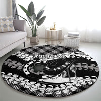 Eleele Hawaii Cowboy Palaka Motifs Personalised Round Carpet Paniolo Festival Puakenikeni Lei