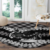 Eleele Hawaii Cowboy Palaka Motifs Personalised Round Carpet Paniolo Festival Puakenikeni Lei