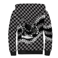 Eleele Hawaii Cowboy Palaka Motifs Personalised Sherpa Hoodie Paniolo Festival Puakenikeni Lei