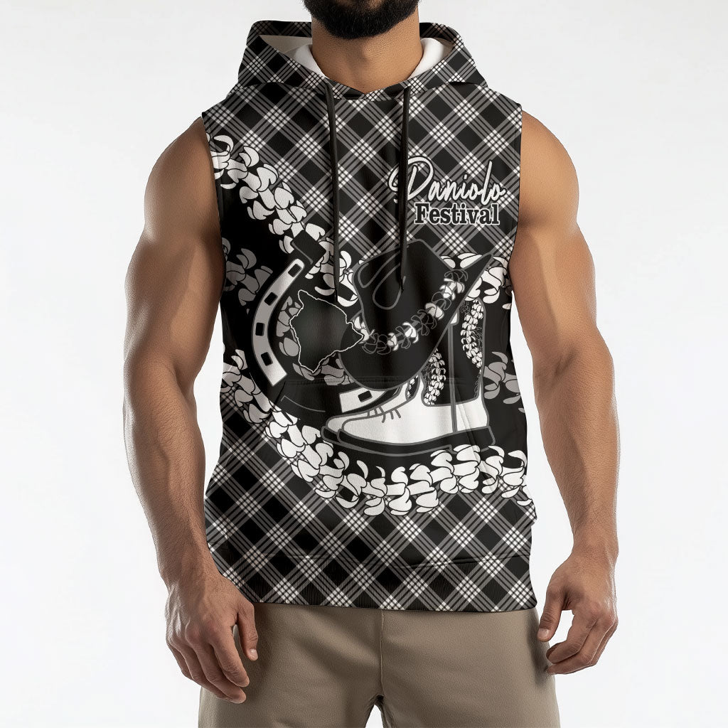 Eleele Hawaii Cowboy Palaka Motifs Personalised Sleeveless Hoodie Paniolo Festival Puakenikeni Lei LT14 - Polynesian Pride