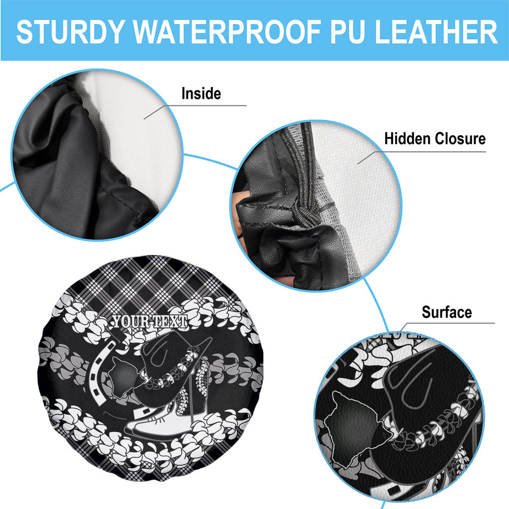 Eleele Hawaii Cowboy Palaka Motifs Personalised Spare Tire Cover Paniolo Festival Puakenikeni Lei