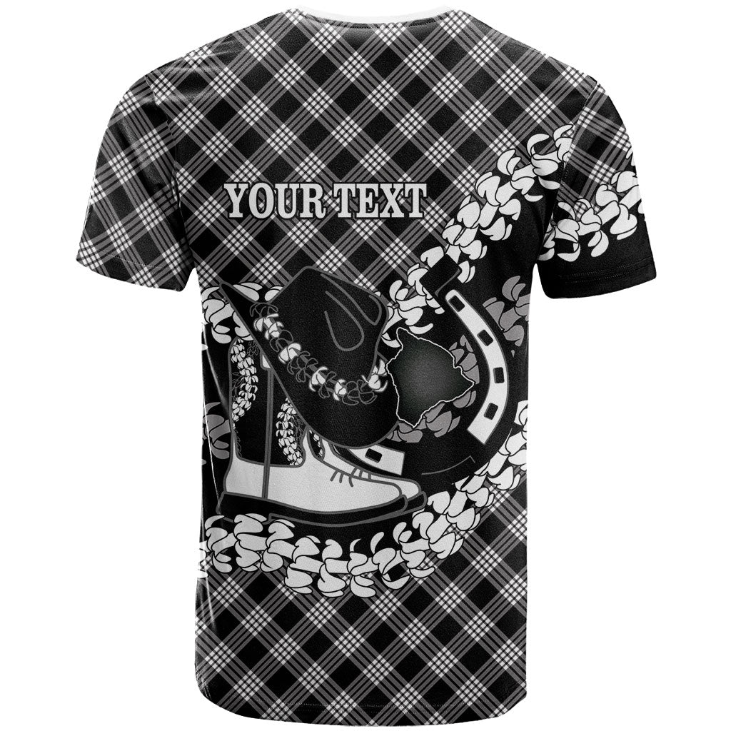 Eleele Hawaii Cowboy Palaka Motifs Personalised T Shirt Paniolo Festival Puakenikeni Lei