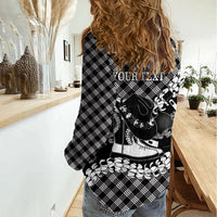 Eleele Hawaii Cowboy Palaka Motifs Personalised Women Casual Shirt Paniolo Festival Puakenikeni Lei LT14 - Polynesian Pride