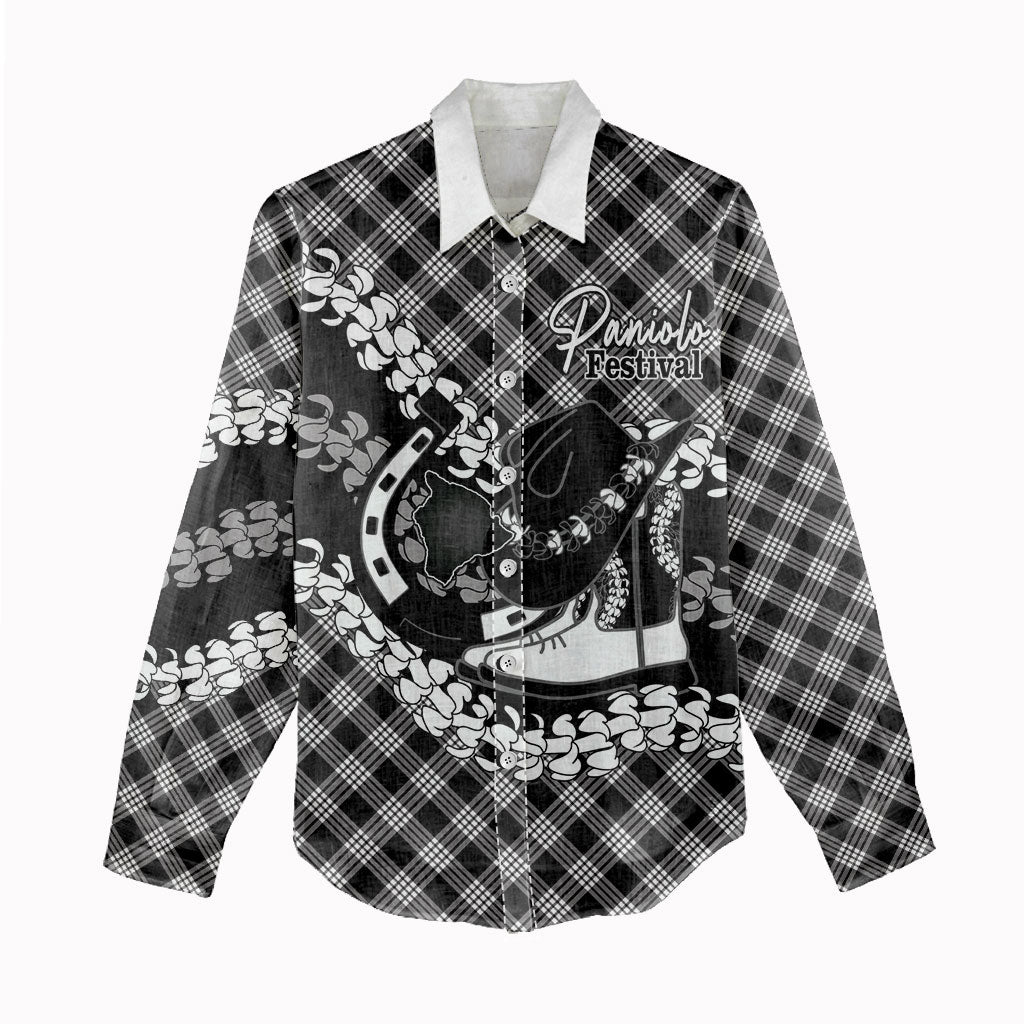 Eleele Hawaii Cowboy Palaka Motifs Personalised Women Casual Shirt Paniolo Festival Puakenikeni Lei LT14 - Polynesian Pride