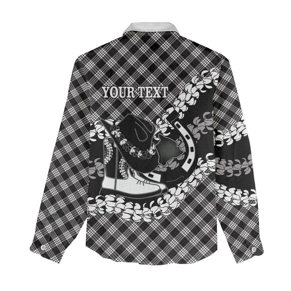 Eleele Hawaii Cowboy Palaka Motifs Personalised Women Casual Shirt Paniolo Festival Puakenikeni Lei LT14 - Polynesian Pride
