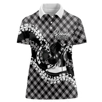 Eleele Hawaii Cowboy Palaka Motifs Personalised Women Polo Shirt Paniolo Festival Puakenikeni Lei LT14 Female Black - Polynesian Pride