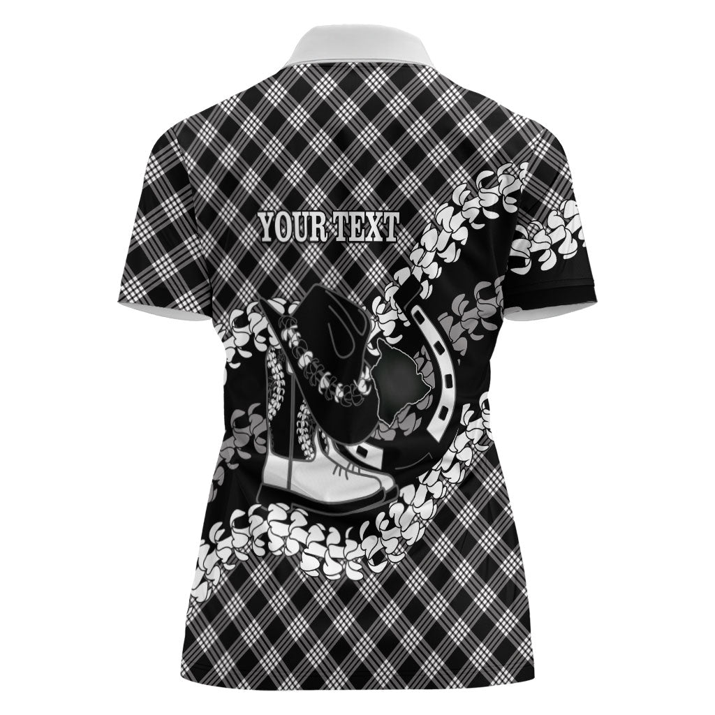 Eleele Hawaii Cowboy Palaka Motifs Personalised Women Polo Shirt Paniolo Festival Puakenikeni Lei LT14 - Polynesian Pride