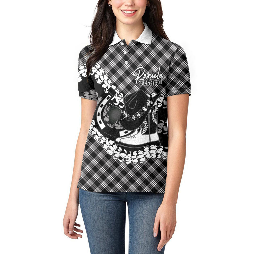 Eleele Hawaii Cowboy Palaka Motifs Personalised Women Polo Shirt Paniolo Festival Puakenikeni Lei LT14 - Polynesian Pride