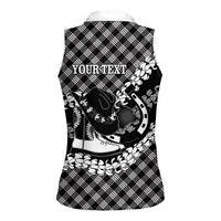 Eleele Hawaii Cowboy Palaka Motifs Personalised Women Sleeveless Polo Shirt Paniolo Festival Puakenikeni Lei LT14 - Polynesian Pride