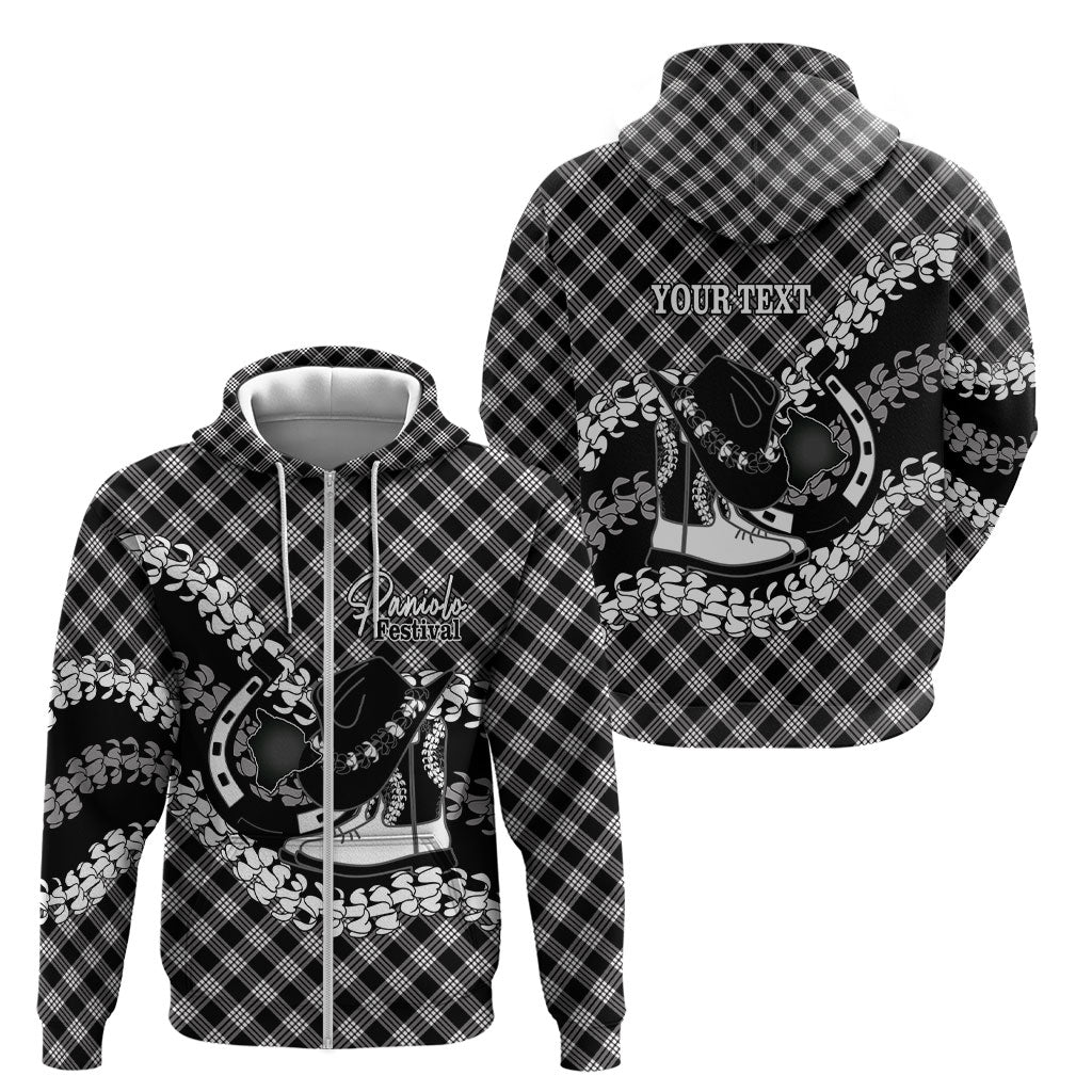Eleele Hawaii Cowboy Palaka Motifs Personalised Zip Hoodie Paniolo Festival Puakenikeni Lei LT14 - Polynesian Pride