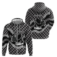 Eleele Hawaii Cowboy Palaka Motifs Personalised Zip Hoodie Paniolo Festival Puakenikeni Lei LT14 - Polynesian Pride