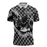 Eleele Hawaii Cowboy Palaka Motifs Personalised Zipper Polo Shirt Paniolo Festival Puakenikeni Lei LT14 Black - Polynesian Pride