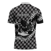 Eleele Hawaii Cowboy Palaka Motifs Personalised Zipper Polo Shirt Paniolo Festival Puakenikeni Lei LT14 - Polynesian Pride