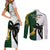 South Africa And Fiji Rugby Couples Matching Short Sleeve Bodycon Dress and Long Sleeve Button Shirts 2023 World Cup Fijian Tapa With Kente Pattern LT14 - Polynesian Pride