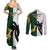 South Africa And Fiji Rugby Couples Matching Summer Maxi Dress and Long Sleeve Button Shirts 2023 World Cup Fijian Tapa With Kente Pattern LT14 - Polynesian Pride