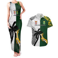 South Africa And Fiji Rugby Couples Matching Tank Maxi Dress and Hawaiian Shirt 2023 World Cup Fijian Tapa With Kente Pattern LT14 Green - Polynesian Pride