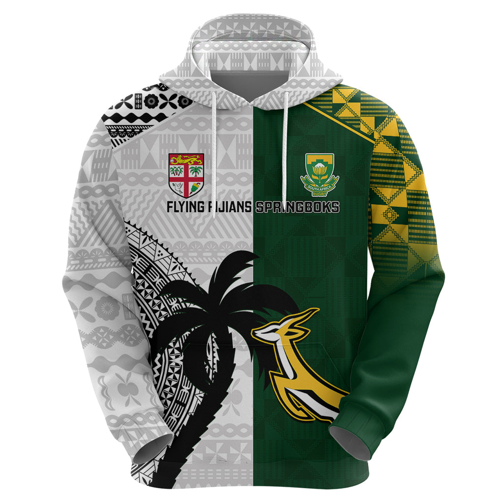 South Africa And Fiji Rugby Hoodie 2023 World Cup Fijian Tapa With Kente Pattern LT14 - Polynesian Pride