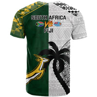 South Africa And Fiji Rugby T Shirt 2023 World Cup Fijian Tapa With Kente Pattern LT14 - Polynesian Pride