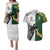 Custom South Africa And Fiji Rugby Couples Matching Puletasi Dress and Hawaiian Shirt 2023 World Cup Fijian Tapa With Kente Pattern LT14 Green - Polynesian Pride