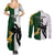 Custom South Africa And Fiji Rugby Couples Matching Summer Maxi Dress and Long Sleeve Button Shirts 2023 World Cup Fijian Tapa With Kente Pattern LT14 - Polynesian Pride