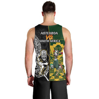 South Africa And Aotearoa Rugby Men Tank Top 2023 Springboks Kente Combine All Black Maori Fern LT14 - Polynesian Pride