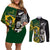Custom South Africa And Aotearoa Rugby Couples Matching Off Shoulder Short Dress and Long Sleeve Button Shirts 2023 Springboks Kente Combine All Black Maori Fern LT14 Green - Polynesian Pride